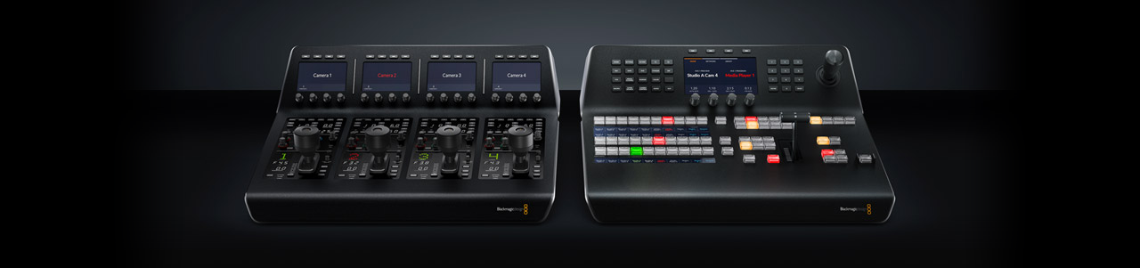 ATEM Camera Control Panels on a black background
