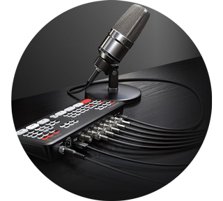 external microphone connected to the atem sdi pro iso