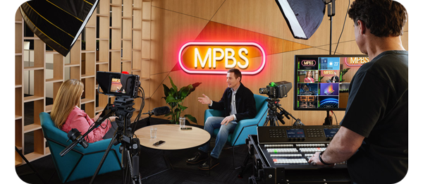 the blackmagic studio camera 4k pro g2 being used to film in a studio
