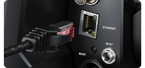 close up of the blackmagic studio camera 4k pro g2 ethernet port