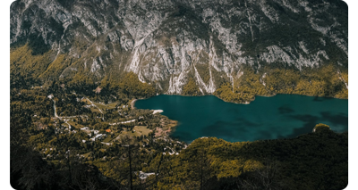 birdseye view of a montain valley shot with the canon 6d mark ii