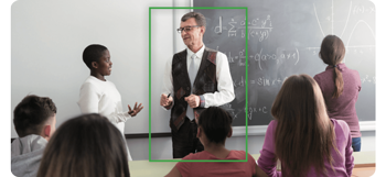 image of professor being tracked whilst presenting a class