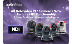 image of datavideo PTZ cameras on purple background