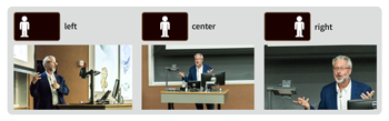 3 still images representing left, right and center framing