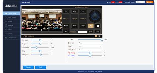 Datavideo PTZ webUI