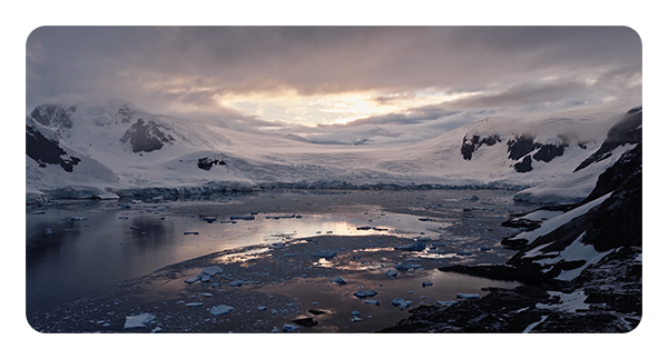 still from a 6k video of snowy mountains taken with the DJI Mavic 4 Pro drone