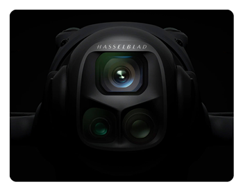 close up of the dji mavic 4 pro hasselblad camera lens