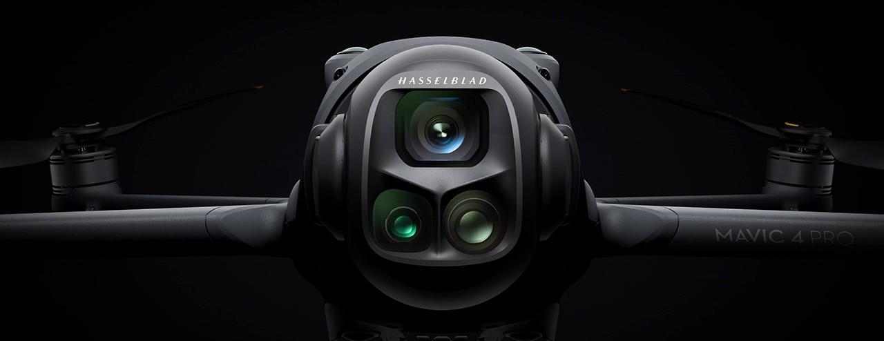 close up of the dji mavic 4 pro camera lenses