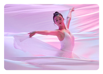 close up of a dancer on set lit with the godox led mat
