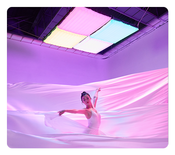 dancer on set lit with the godox led mat