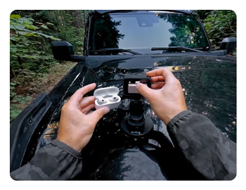 someone connecting apple airpods to the GoPro HERO12 Black