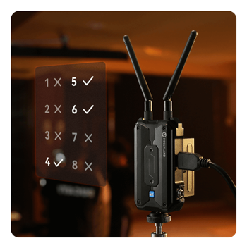 wireless hdmi transmitter and receivers with a smart channel interface enlarged next to it