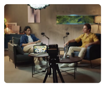 streaming camera being used to film an interview