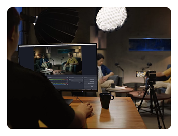 someone editing live footage from the streaming camera
