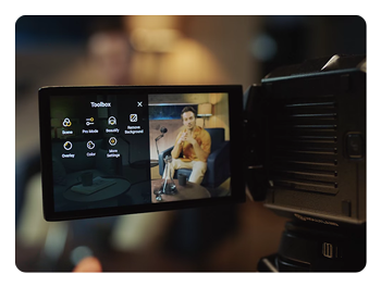 streaming camera toolbox interface while filming an interview