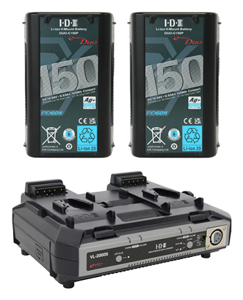 IDX 2x DUO-C150P + VL-2000S Charger Bundle