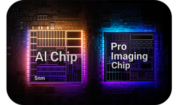 illustration of insta360 AI and Pro Imaging Chis on PCB boards illuminated with glowing colours