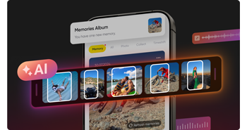 illustation of insta360 video editing app showing AI suggested video clips