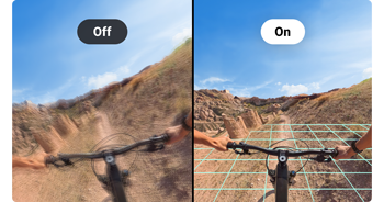 comparison image of video footage with flowstate stabilisation off and on