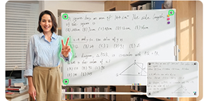 image of woman standing infront of white board covered with notes