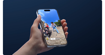 person holding iPhone with insta360 footage preview