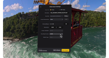 insta360 cloud export settings window