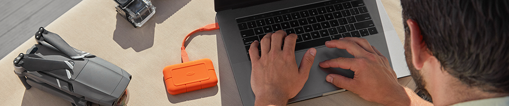lacie rugged ssd connected to a laptop