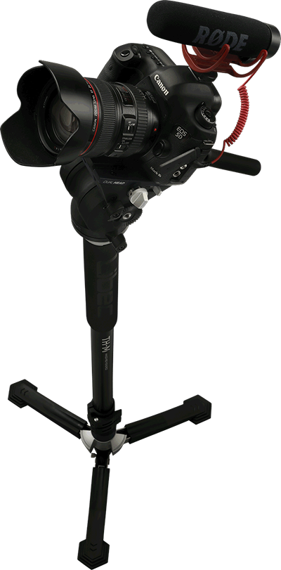 camera attached to the Libec TH-M monopod