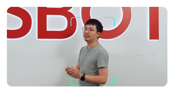 OBSBOT Tiny 2 Lite AI tracking webcam tracking a new person