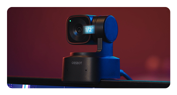 angled view of the OBSBOT Tiny 2 Lite AI-powered webcam showing the sensor