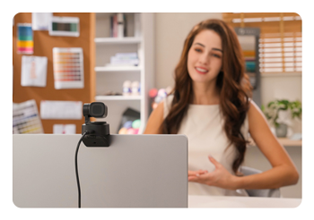 OBSBOT Tiny 2 Lite 4K webcam being used in a studio