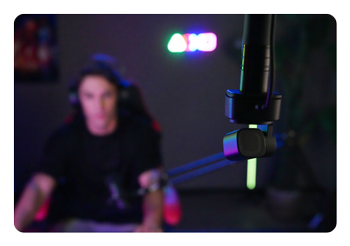 OBSBOT Tiny 2 Lite 4K webcam attached to a monitor being used by a live streamer
