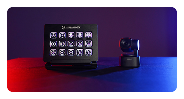OBSBOT Tiny 2 Lite AI-powered webcam with the elgato streamdeck