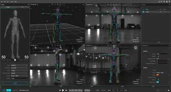 Motion capture viewports software window