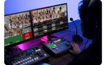 production operator editing live sports game replays