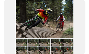 Sony a6600 sample photos of mountain bike racers on wooden trails