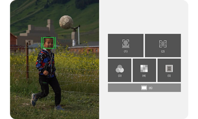 Sony Alpha 6600 sample image of young boy playing with a football bouncing above his head in a grassy area