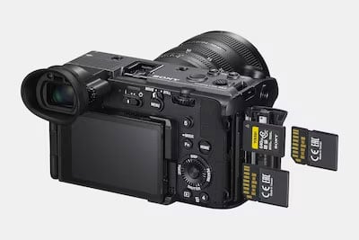 memory cards being inserted into the Sony FX2
