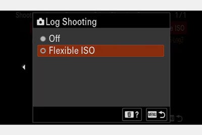log shooting interface on the Sony FX2