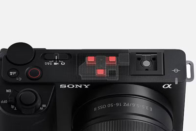 close up of the sony zv e10 ii highlighting the mics