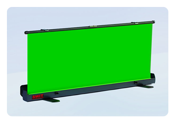 swit green screen being pulled up