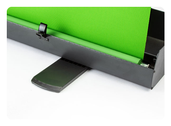 close up of the swit green screen feet