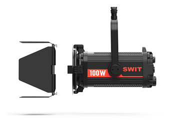 side view of the cob led light with the barn doors removed