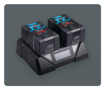 2 swit batterys connected to a charger