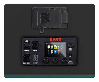 close up of the swit rgb light panel controls