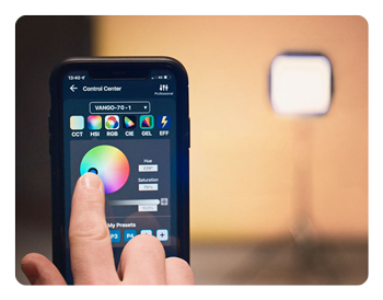someone controlling the swit rgb panel light using the app