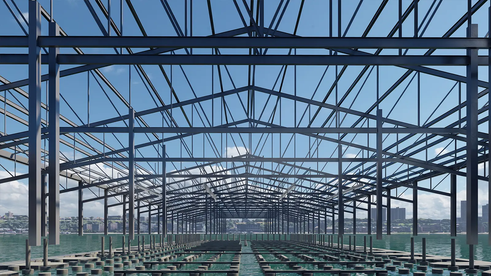 AI-assisted structural design simulation of a steel-framed building under construction