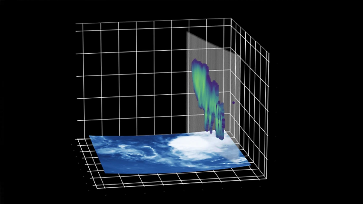 3D visualisation of climate data being processed to forecast extreme weather events