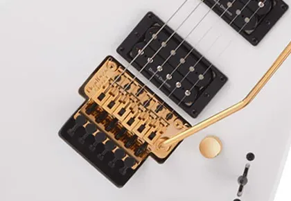 Floating tremolo bridge on an electric guitar