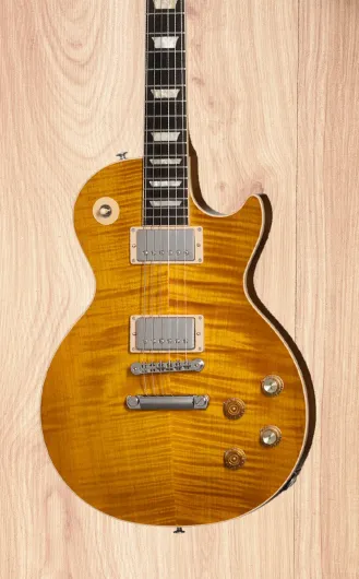 Maple top on an LP-style guitar body